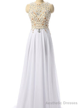 White Beading Prom Dresses Beaded Prom Dress Formal Party Dress Evening Gowns